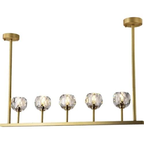 Copper Modern LED Pendant Lights Fixtures Iron Hanging Lamp Living Room Bedroom K9 Acrycil Lampara Bedroom Home Lighting Lustre