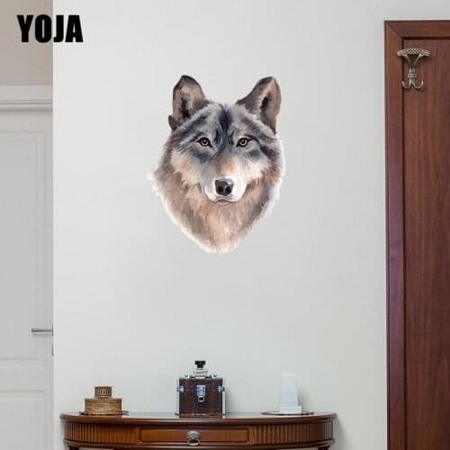YOJA 38×48.9CM Watercolor Wolf Head Personality Home Wall Stickers Classic Art Room Decor Decal 8WS0377