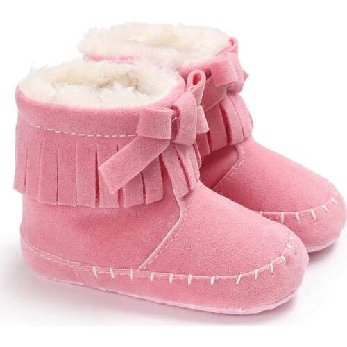 Winter Warm Infant Boots Shoes Girl Crib Shoes Tasseled Cotton Anti-slip Sole Newborn Toddler First Walkers Shoes