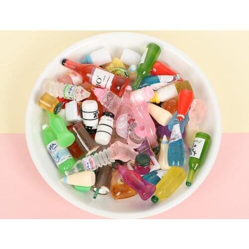 10Pcs Mix Simulation Red Wine Bottle Resin Kawaii Accessories DIY Scrapbooking Cabochon Flatback Decoration Craft Embellishment