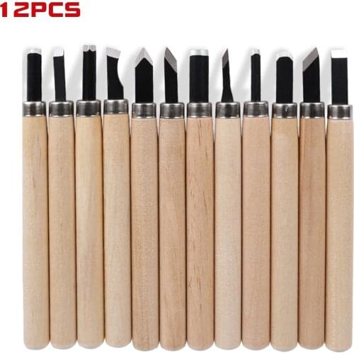 12/6/4/3/1Pcs Wood Burin Carving Handles Tool Set DIY Sculpture Artworks Wood Chisels Multi-purpose Paper Cut Woodworking Sharp