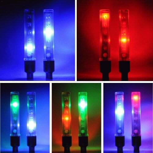 2 Pack bike light with no battery mountain road bike bicycle lights LEDS Tyre Tire Valve Caps Wheel spokes LED Light