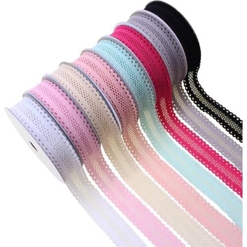 25yards 16mm Solid Lace Hole Design Elastic Band Ribbon