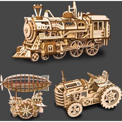 3 Kinds Wooden Toys Creative DIY Laser Cutting 3D Vehicle Car Truck Model Wooden Puzzle Game Assembly Toy Gift for Children