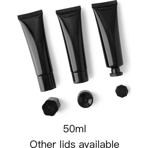 50g Black Plastic Cosmetic Cream Soft Tube Empty 50ml Makeup Facial Cleansing Skin Care Lotion Serum Body Wash Packaging Bottles