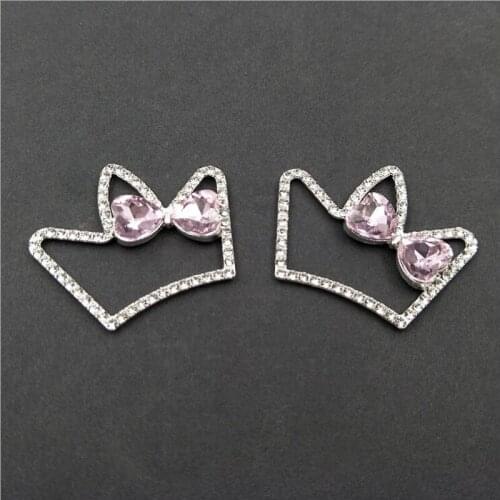 50pcs Bowknot Crown Crystal Rhinestone Appliques Flatback Jewelry strass Buckle Wedding Bride Hairpin Children Hair Clip Decor