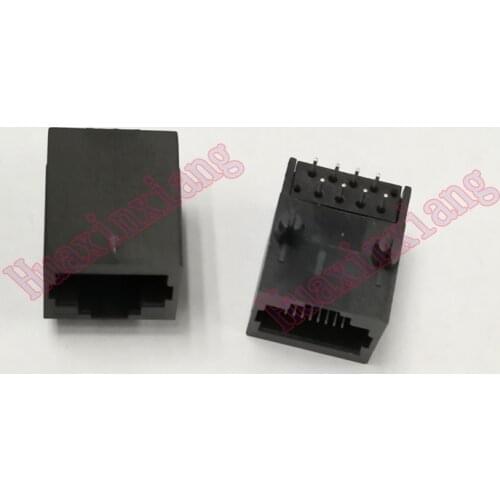 50PCS/Lot Black RJ45 8P8C Jack Connector Plastic PCB Mount Network Internet Modular 18.5mm