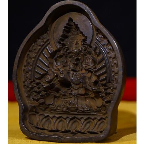 Asian antique art Tibetan Tantric Buddhism Handmade Pure Copper Old Wiping Green Tara Bodhisattva Statue Mold