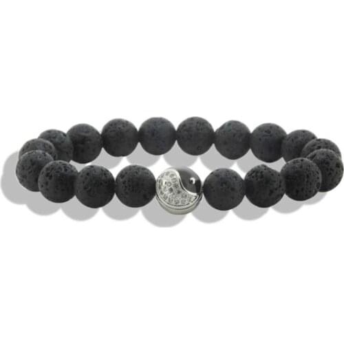 2017 Mens Bracelet Bracciale Volcanic Lava Rock Bead Bracelet Pulsera Silver Buddha Charm Bracelets Pulseras Femmininas Bijoux