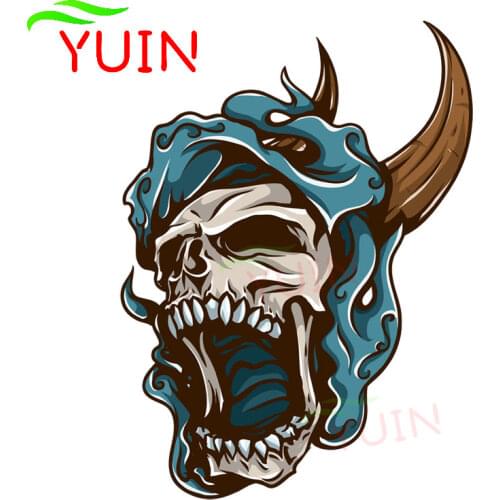 Roaring Demon Skull Car Sticker Personality Motorcycle Cars Accessories PVC Decorative Waterproof Sunscreen Decal 16*12cm