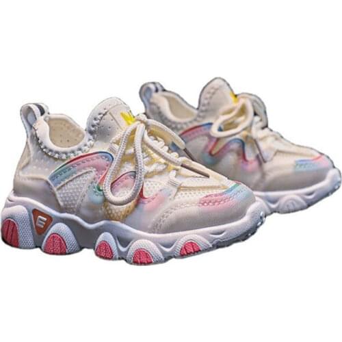 Childrens sports shoes 2021 spring and autumn new girls' mesh breathable casual shoes boys' soft soled antiskid sports shoes