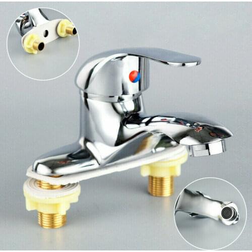 Bathroom Double Couplet Basin Sink Faucet Waterfall Countertop Chrome Mixer Tap