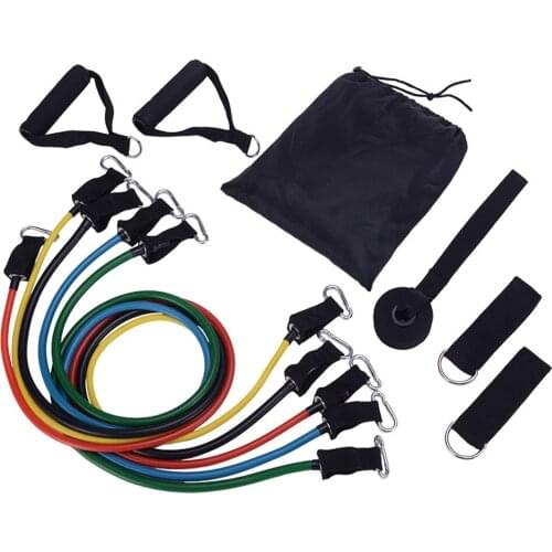 11Piece Set Gym Fitness Equipments Workout Resistance Bands Latex Exercise Pilates Tubes Pull Rope Expanders Training Home Use