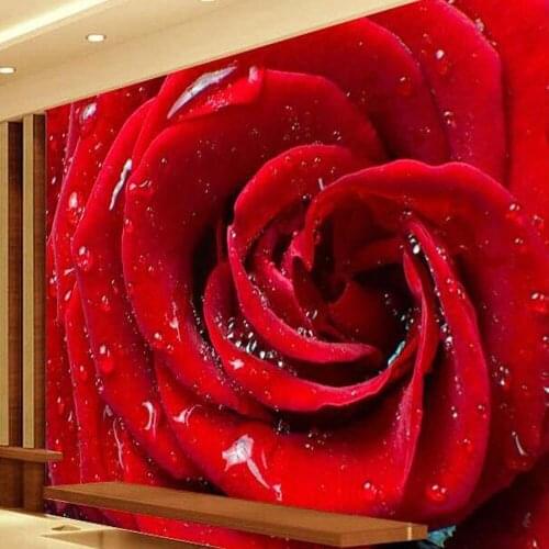 Romatic Red Rose flower Murals Photo Wallpaper 3D Mural Large Wedding Decor Wallcovering paper papel de parede Wall Stickers