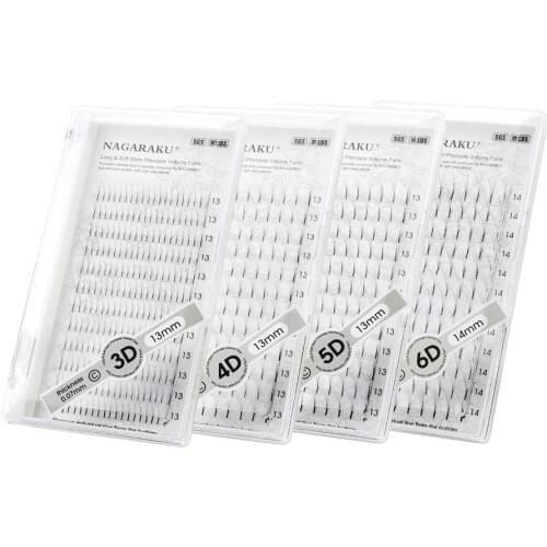 NAGARAKU 8-15mm 3D-6D Premade Volume Fans Russian Volume Eyelash Black Faux Mink Premium Eyelash Application Eyelash extension