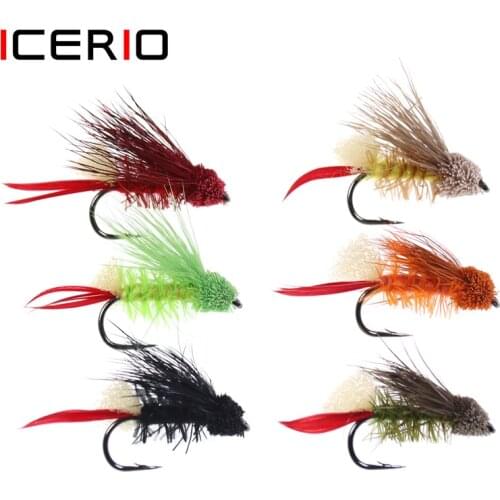 ICERIO 4PCS Fly Tying Hook Grass Hoppers Dry Flies Terrestrial Fly Trout Fishing Fly Lure Baits