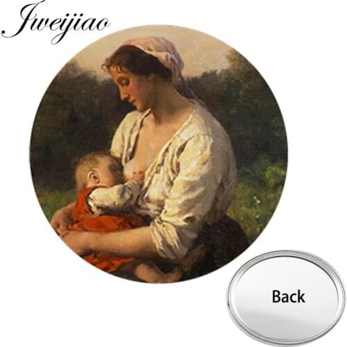 Youhaken Mother and Daughter Mini Pocket Mirror One Side Flat Mom and Baby Compact Portable Simple Vanity Mirror Makeup Tools