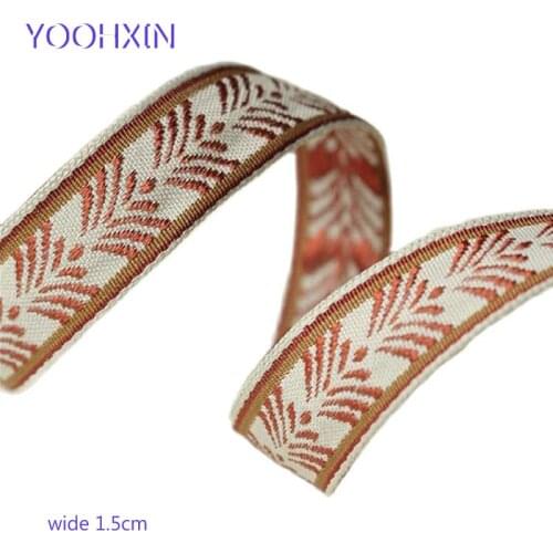 1.5CM Wide HOT Embroidery Brown flower lace fabric trim ribbon DIY sewing applique collar dubai guipure wedding cord dress decor