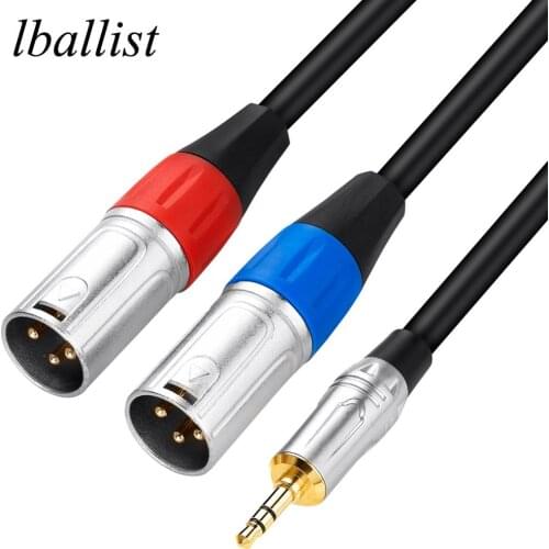Lballist Gold Plated 3.5mm Stereo Jack Male to Dual XLR Male OFC Aux Audio Cable Foil+Braided Shielded 1m 2m 3m