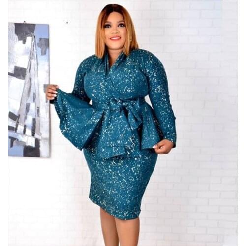 Richkeda Store New 12 Piece Set Christmas African Dresses For Women Dashiki Long Sleeve Midi Dress Bazin Riche African Clothing