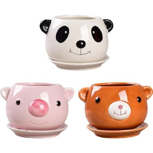 Cartoon Succulent Pots Small Ceramic Flower Pot Potting Plants Planter Kitchen Outdoor Home Table Centerpieces Houswarming Vase