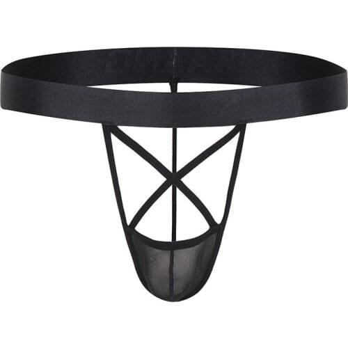 Gay Men Underwear Jockstrap Mens Thongs And G Strings PU Leather Sexy Underwear Men Erotic Penis Mens Thongs String Homme