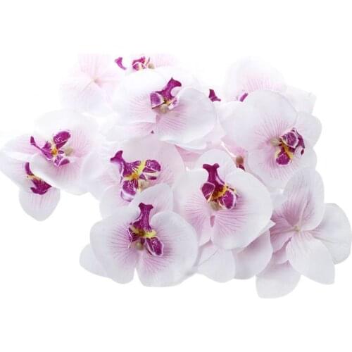 Lot of 20pcs 9cm Butterfly Orchid Flower Artificial Flower Head Decor for Wedding Barrette Accessory