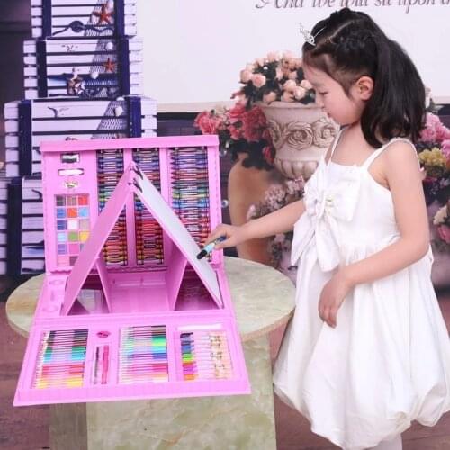 176 Colors Childrens watercolor brush set with Gifts Box painting brush hand drawing for student kindergarten Birday Gift