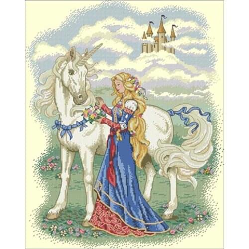 White Horse and Princess patterns Counted Cross Stitch 11CT 14CT 18CT DIY Chinese Cross Stitch Kits Embroidery Needlework Sets