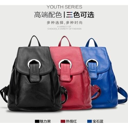 2016 the new Europe and the United States head layer cowhide ms backpack leather handbag multifunctional backpack bag