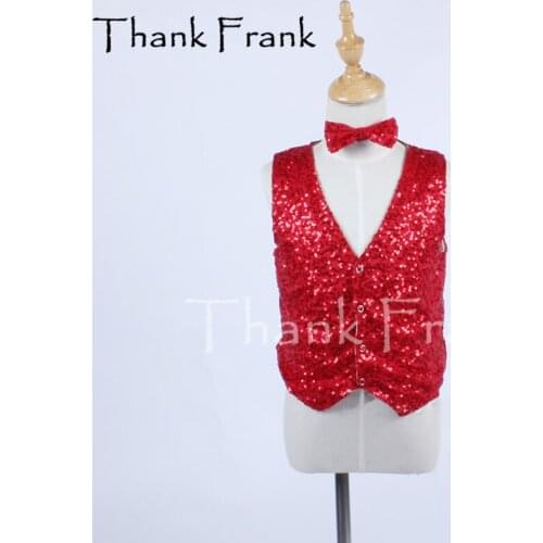 New Boys Ballet Costume Including Vest And Bow Tie Sequin Dance Costumes For Children Adult Men Ballet Top Rave Dancewear C747