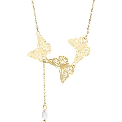 New butterfly Stainless Steel Gold Pendant Necklace womens necklace 2021 fashion jewelry party gift Choker Chain Collar