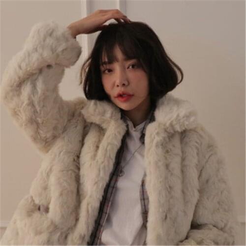 Sweet Fuzzy Womens Coat For Women Winter Lapel Thicken Warm Jackets Long-sleeved Outwears Fashion Clothes Tide 2020