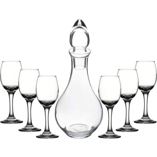 PASABAHCE 7 Piece Glass Luxury Likor Set-Sherbet-Zamzam Suits-Dowries Sets