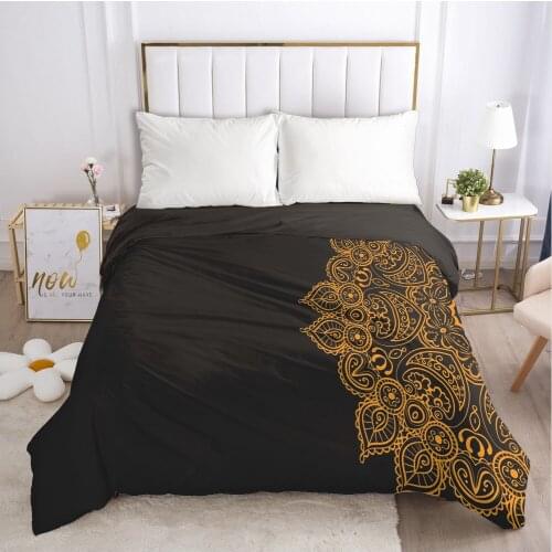 Custom Duvet Cover with Zipper Comforter/Quilt/Blanket Case Queen/King 240x220 140x200 210x210 3D Bedding Black Golden