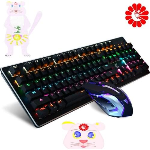 Wired USB gaming mechanical backlit keyboard and mouse combos for computer gamers PC laptop
