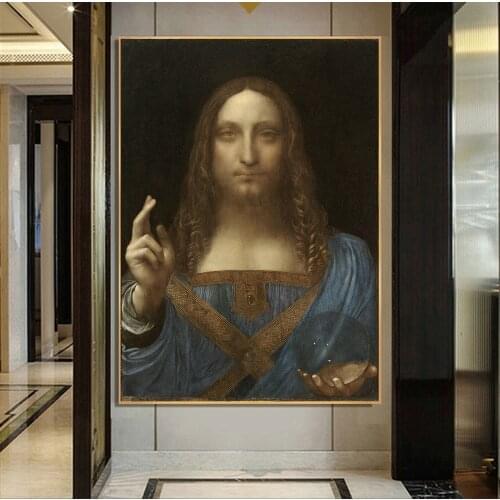 The Salvator Mundi Canvas Paintings On The Wall By Leonardo Da Vinci Famous Wall Art Posters And Prints Cuadros Wall Decoration