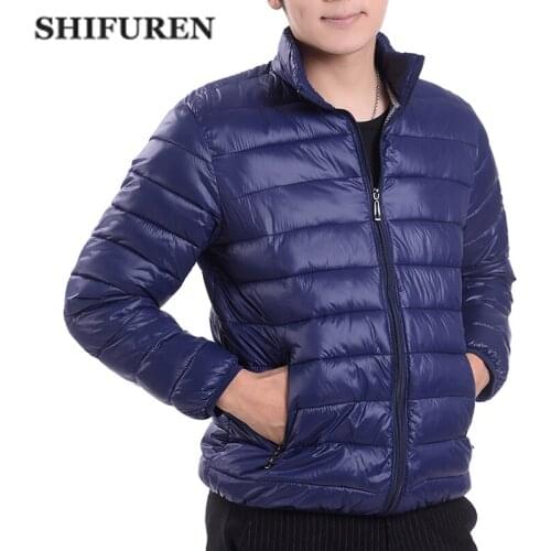 SHIFUREN 2018 New Arrival Winter Mens Casual Parkas Long Sleeve Stand Collar Thicken Warm Cotton Padded Jackets and Coats