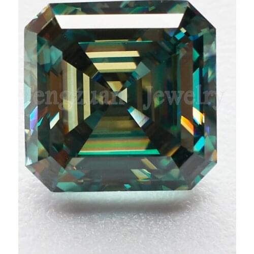 Wuzhou Synthetic lab created Moissanites 8x8mm 2.5ct Light green Asscher Cut Loose Moissanites Diamonds Gemstones for Pendant