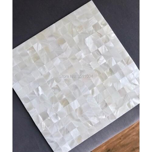 Brand New thickness 2MM seamless white shell mosaic tiles 20MM Particle Interior Wall Design Mother Of Pearl Shell Mosaic Tiles