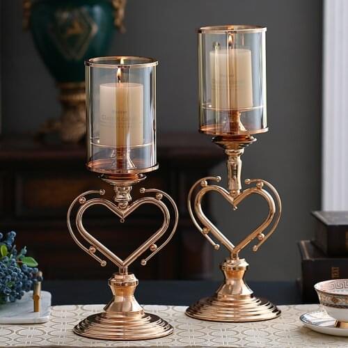 Modern Metal Candlestick Glass Nordic Romantic Wedding Dining Table Dinner Simple Candlestick Living Room Home Decoration BS60CH