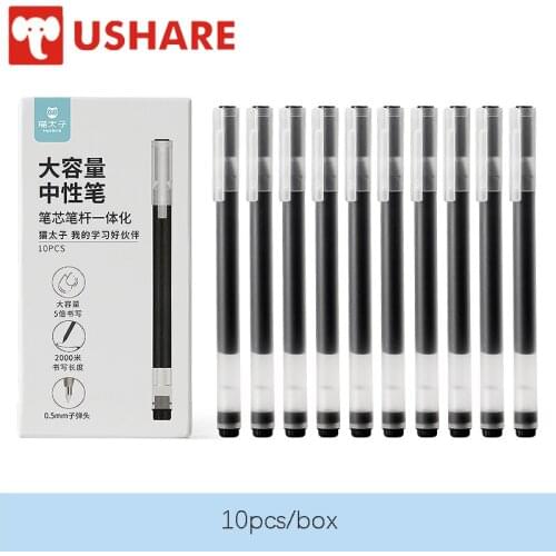 USHARE 10pcs/set 0.5mm Black Ink Pen Ins Fashion Rod Erasable Pen Waterproof Gel Pen kawaii Office School Supplies Stationery