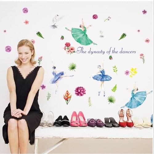 Creative Hand painted The girl dance ballet stickers wallpaper Household adornment to wall stickers decoration Furnishing art