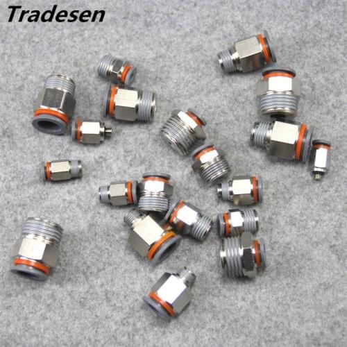 2pc 4mm/12mm to 1/8" 1/2" Male Thread Bushing Straight Reducing Coupling Pipe Connectors Adapter Pneumatic quick coupling