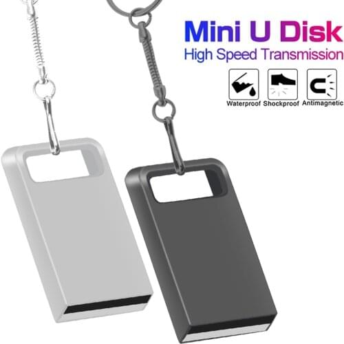 Mini USB 2.0 Flash Drives 16GB 32GB Metal Pendrive 64GB 128GB Waterproof Pendrive USB Flash Memory Stick with key Chian