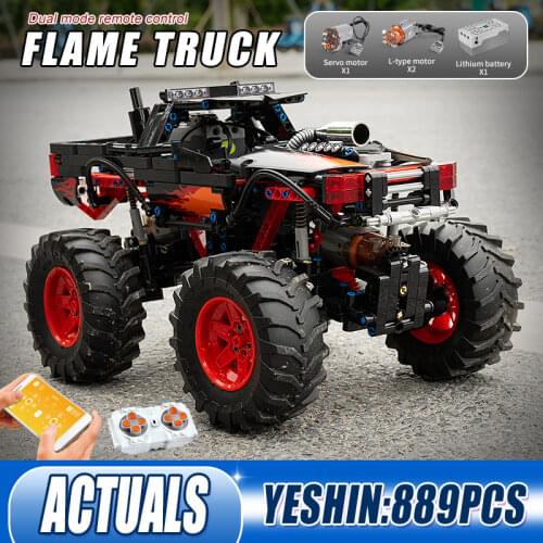 Mould King 18008 High-Tech RC Toys APP Remote Control Flame Climbing Truck Model Building Blocks Bricks Kids Christmas Gifts