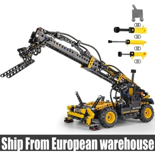 MOULD KING 19009 High-Tech Toys The Pneumatic Telescopic Forklift Model Assembly Building Blocks Bricks Kids Christmas Gifts