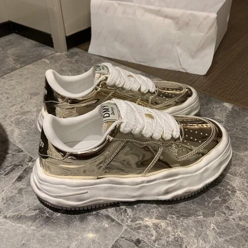 Dirty Daddy Platform Women Chunky Sneakers Female 2021 New Summer Gold Silver Thick Bottom Stree Style Lazy Sports Casual Shoes