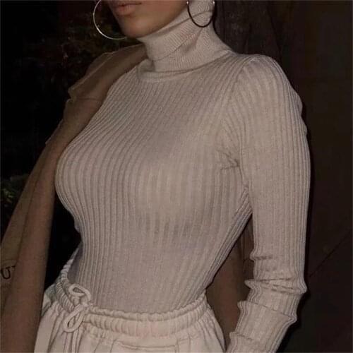 Solid Color Long-sleeved High-neck Knitted Jumpsuit Women Autumn Winter Slim Bottoming Bodysuits Sexy Overalls Basic Jumpsuits