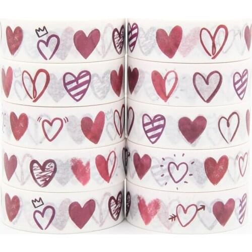 High quality 10pcs/lot Black and White Heart Washi Tape Decor Scrapbooking Planner Adhesive Masking Tape School Supplies